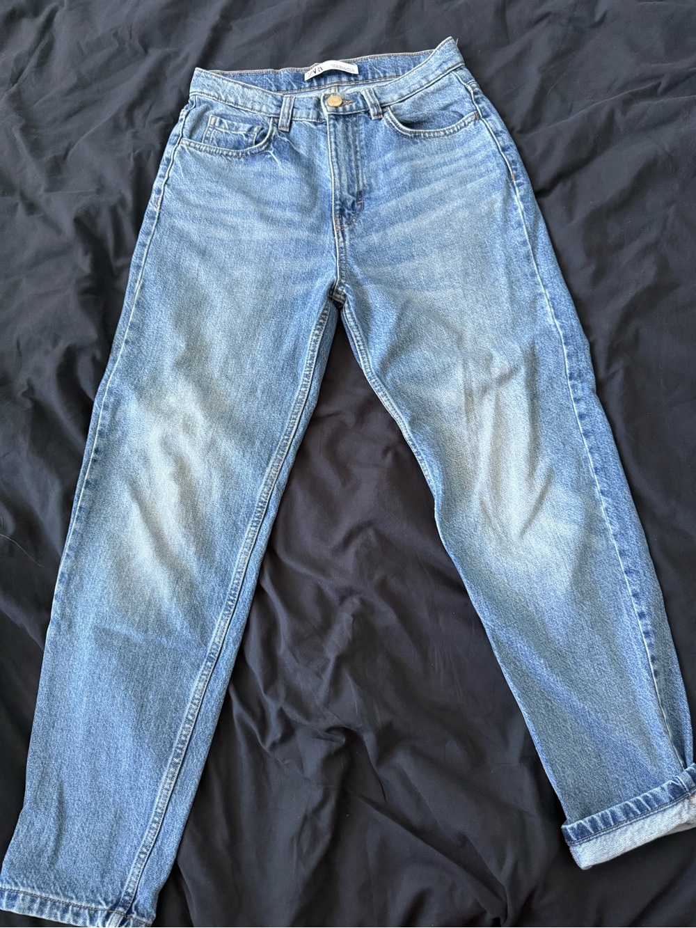Zara Light Blue High-Waist Straight Jeans